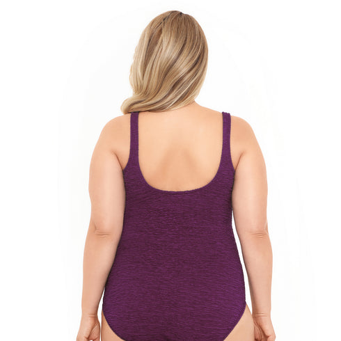 Krinkle Chlorine-Resistant Swimsuit - Twist Front - Eggplant